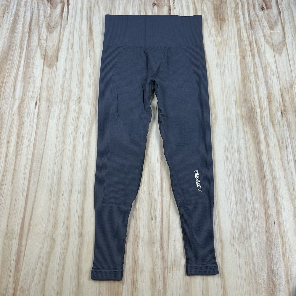 Gymshark Women's Large Gray Power Down Seamless Leggings‎ High Rise Athletic